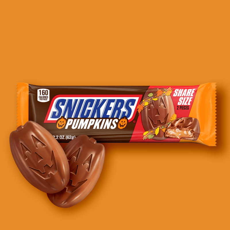 SNICKERS Pumpkin Milk Chocolate Candy Bars, Share Size,  2.2 Oz, 2 Ct Pack