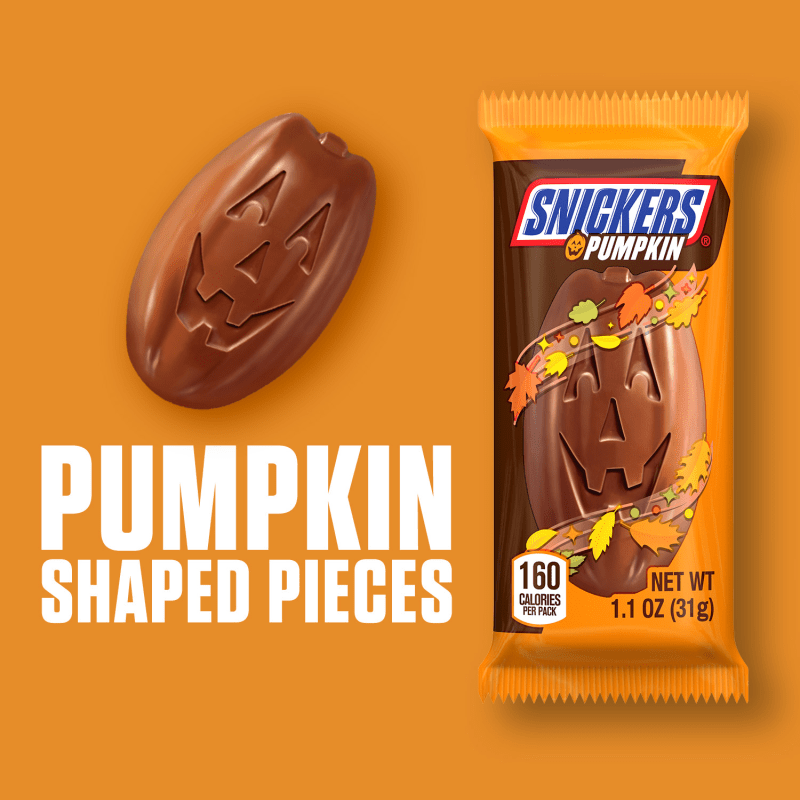 SNICKERS Pumpkin Milk Chocolate Candy Bar, 1.1 Oz Single Pack