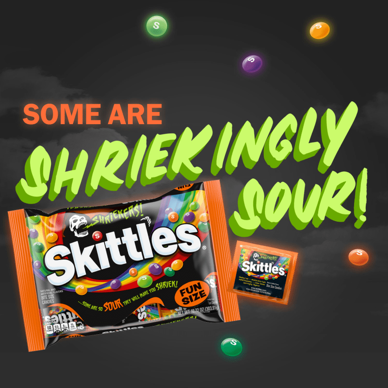 SKITTLES Shriekers Halloween Candy Fun Size Bag