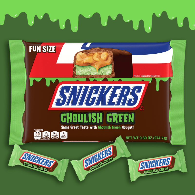 SNICKERS Ghoulish Green Halloween Chocolate Candy